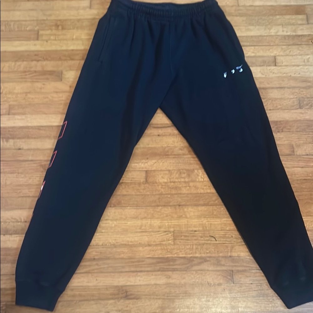 Off-White Black Sweatpants with Red Details